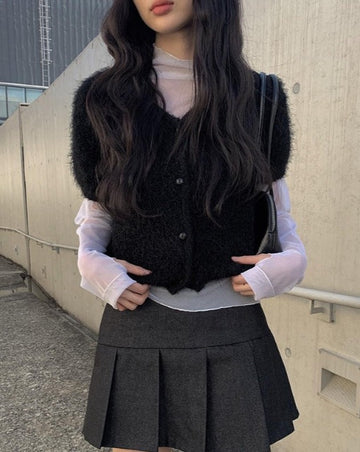 Soft Angora Short Sleeve Cardigan